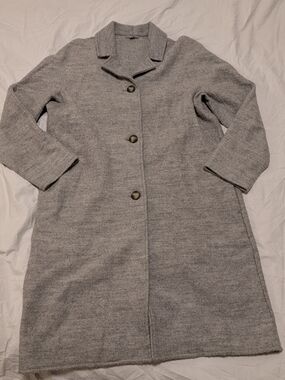 COS Gray Single-Breasted Wool-Blend Trench Coat